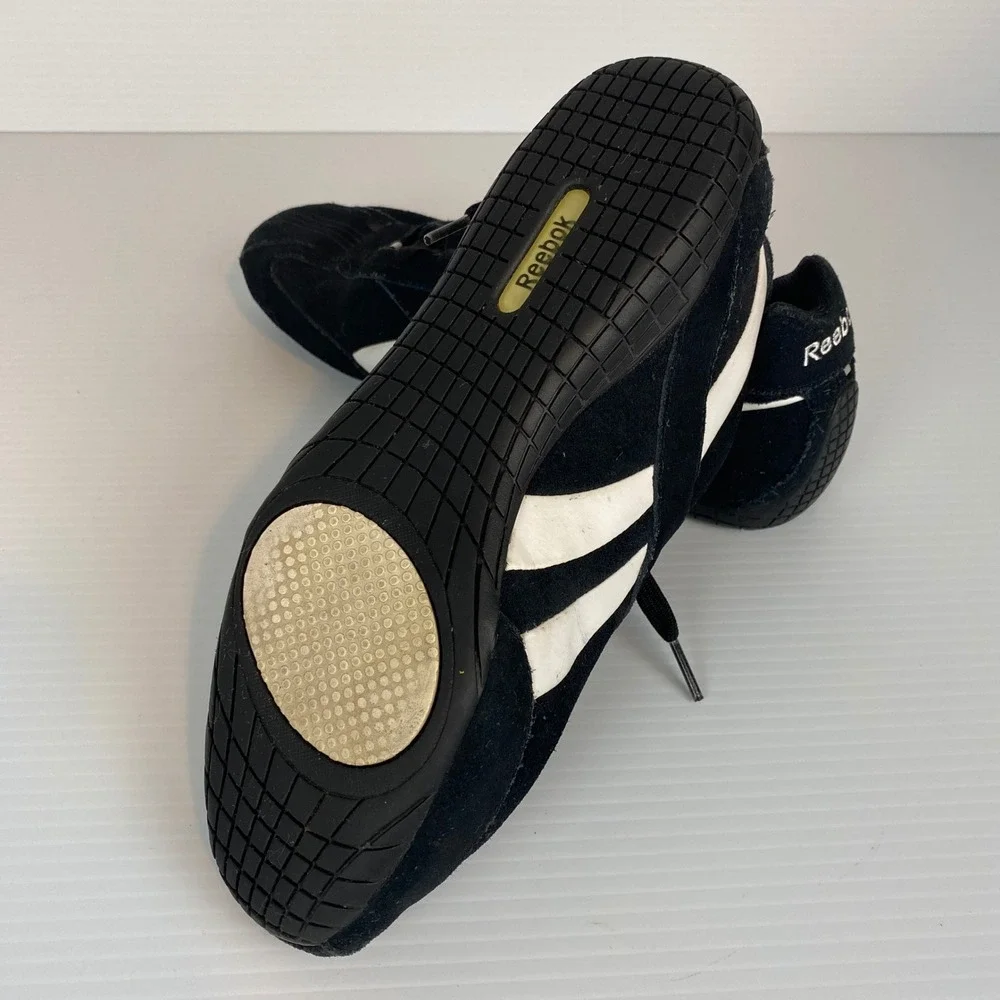 Reebok Women's Driving Metal‎ X Casual Black Suede White Lace Athletic Shoes 8.5